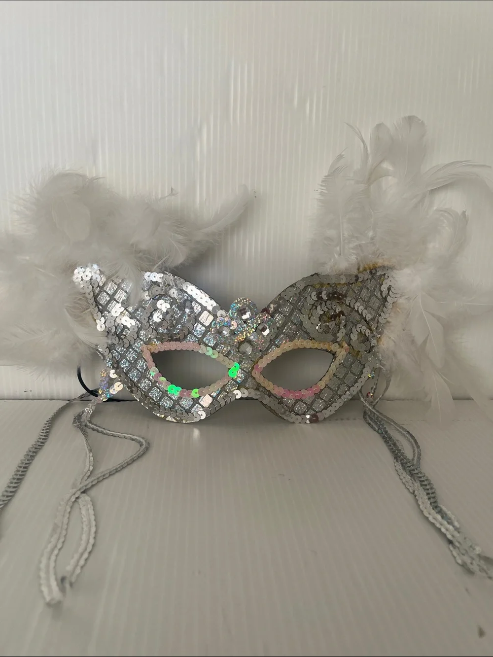 Women’s Silver Sequined Masquerade Eye Mask